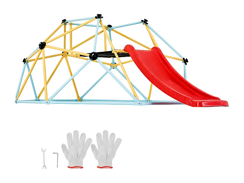 Dôme d'Escalade SucceBuy, 2,4 m avec Toboggan, Grimpeur à Dôme Géométrique, Salle de Jeux pour Enfants de 3 à 9 Ans