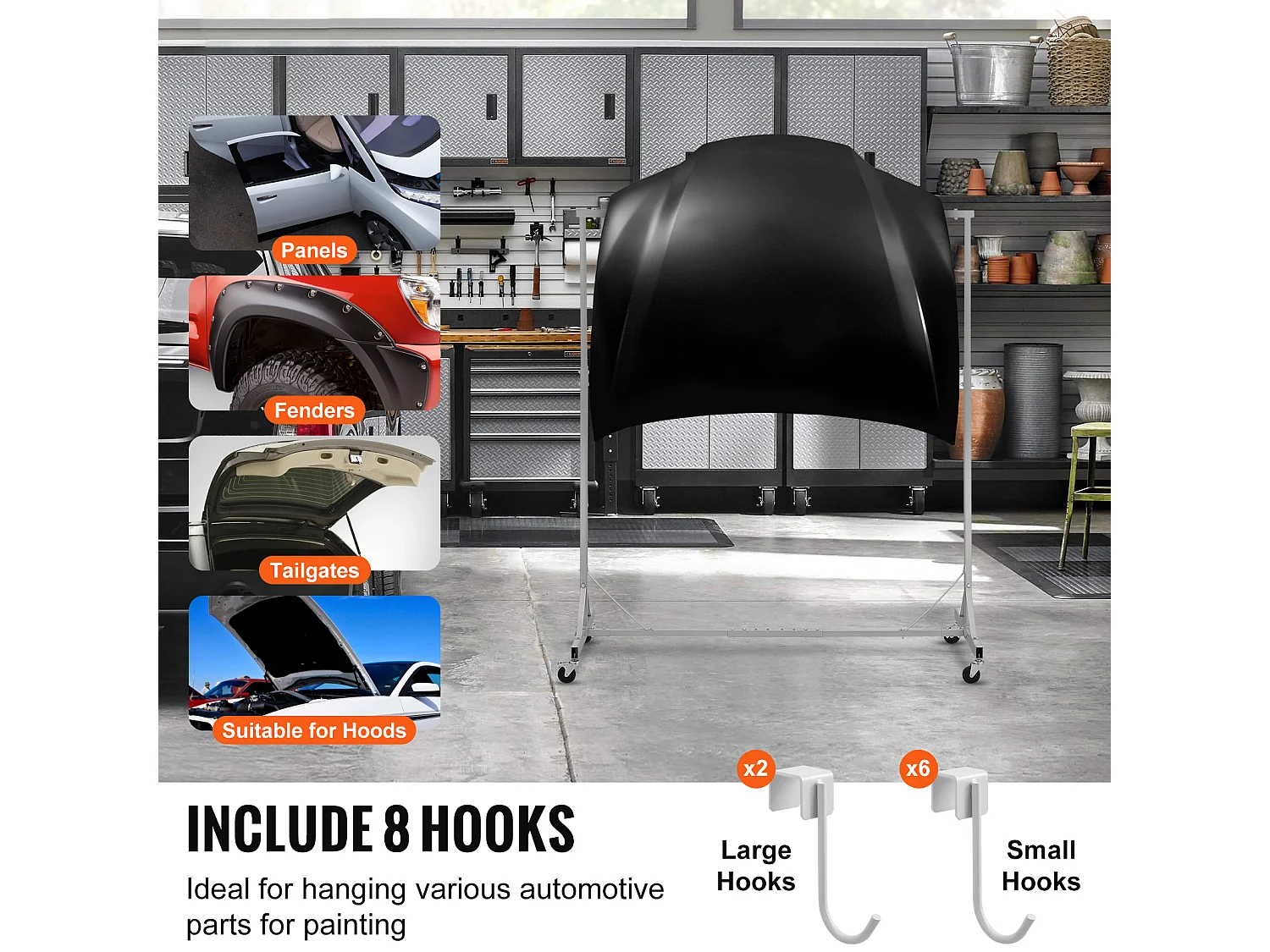 Opbergplank, SucceBuy Verstelbare Verfrek 8 Haken voor Auto Body