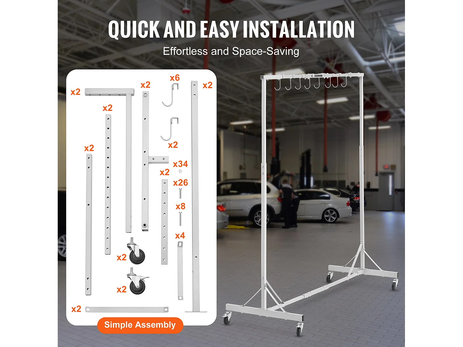Opbergplank, SucceBuy Verstelbare Verfrek 8 Haken voor Auto Body