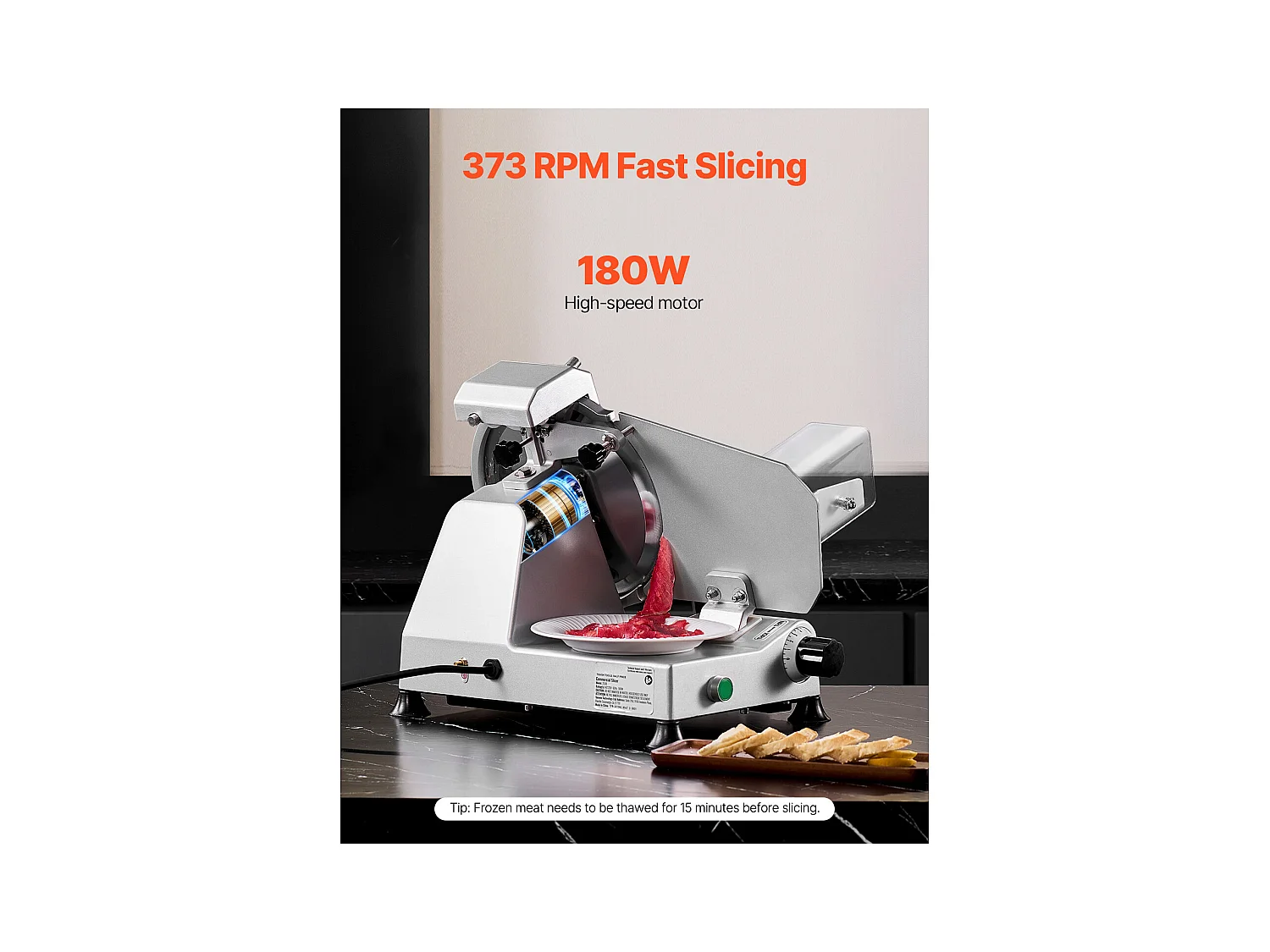 Fleischschneider SucceBuy 25CM, Fleisch-Schneider Elektrisch 180 W für Fleisch, Brot und Käse