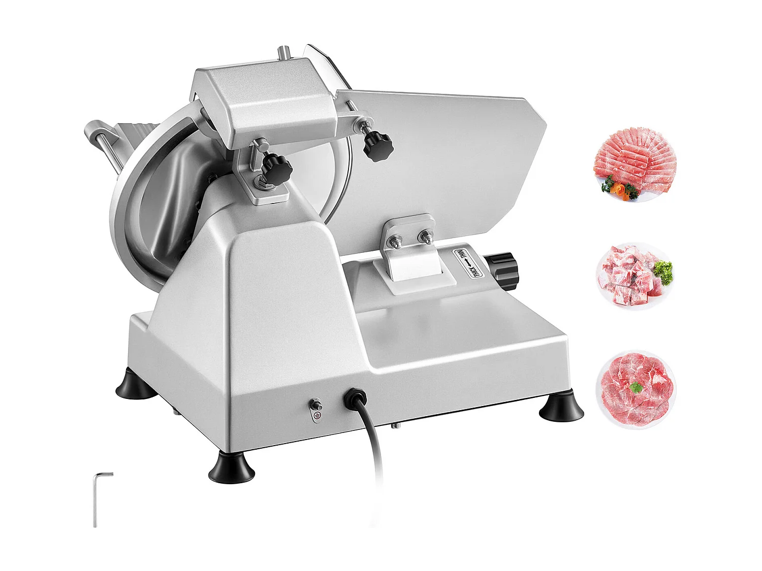 Trancheuse à Viande SucceBuy de 25CM, Coupe-Viande Électrique de 180 W pour Viande, Pain et Fromage