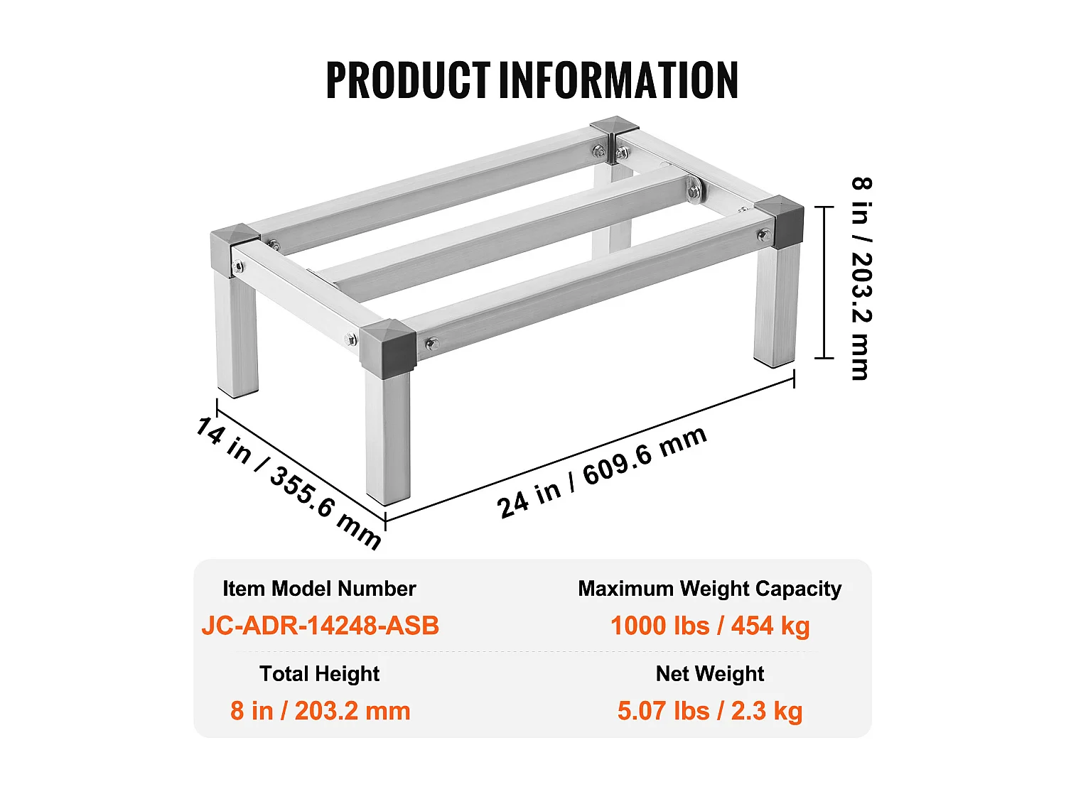Półka Magazynowa, SucceBuy Aluminiowy Wspornik Półki Stały Wspornik Półki Regał Magazynowy 60,96 × 35,56 × 20,32 cm