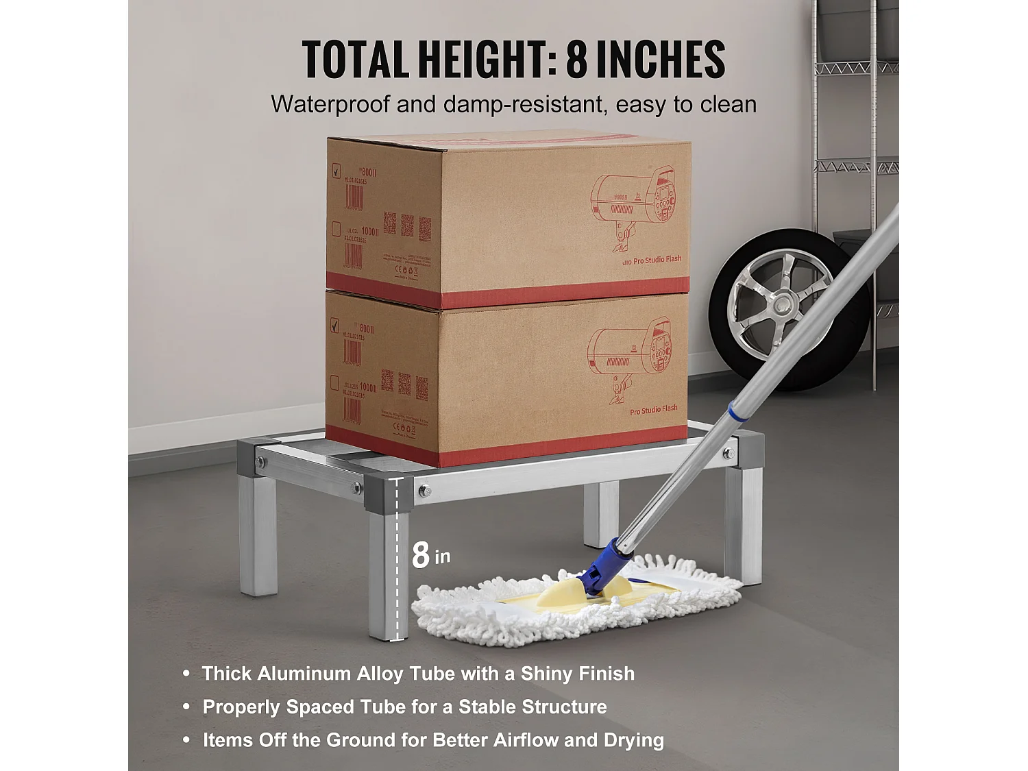 Półka Magazynowa, SucceBuy Aluminiowy Wspornik Półki Stały Wspornik Półki Regał Magazynowy 60,96 × 35,56 × 20,32 cm