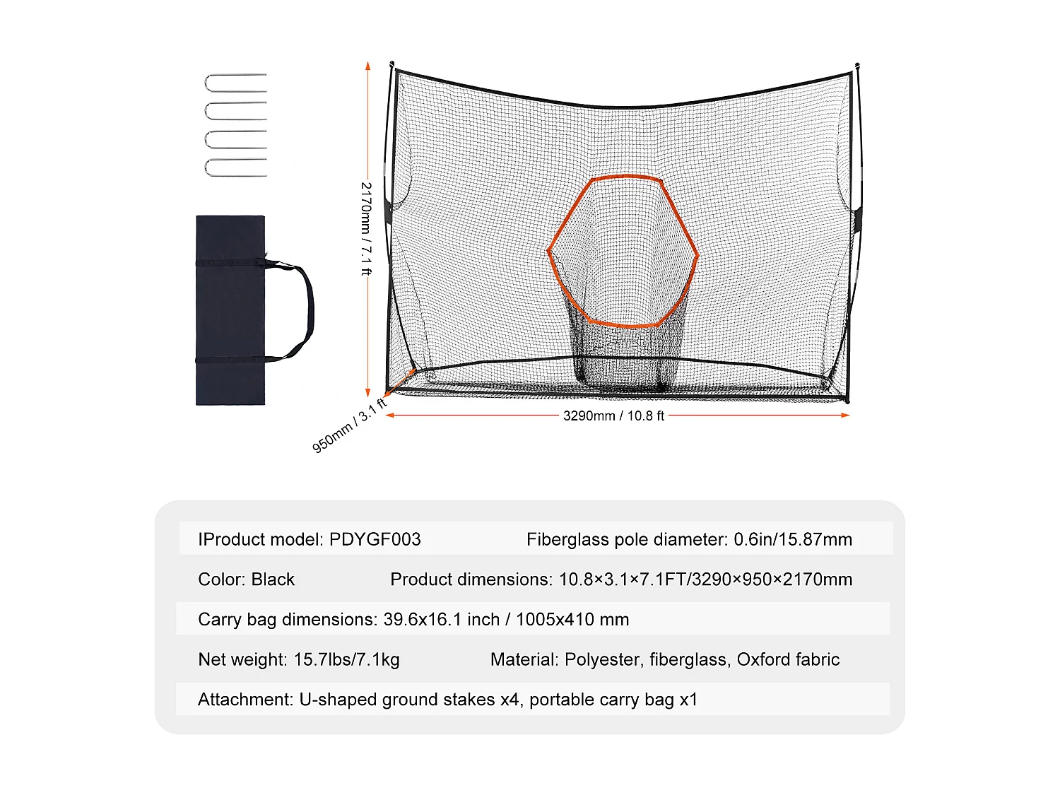Filet d'Entraînement de Golf SucceBuy, 27 x 18cm, avec Cadre en Fibre de Verre et Cible