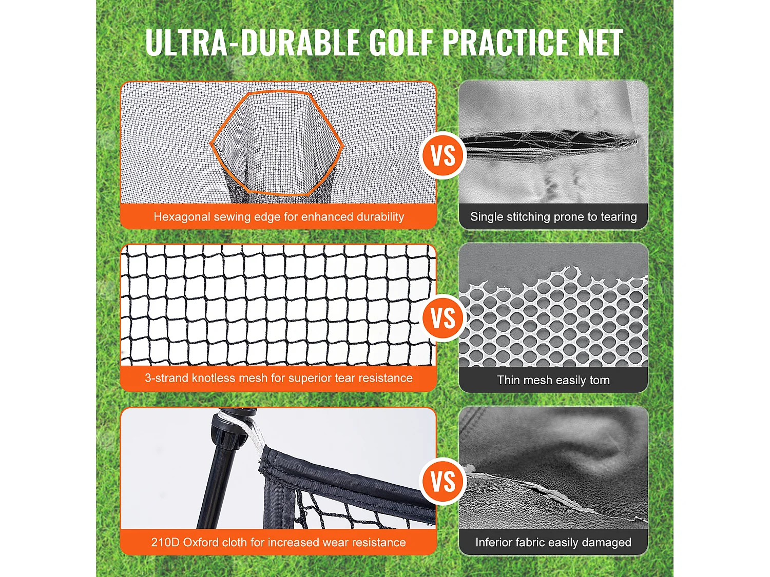 Filet d'Entraînement de Golf SucceBuy, 27 x 18cm, avec Cadre en Fibre de Verre et Cible