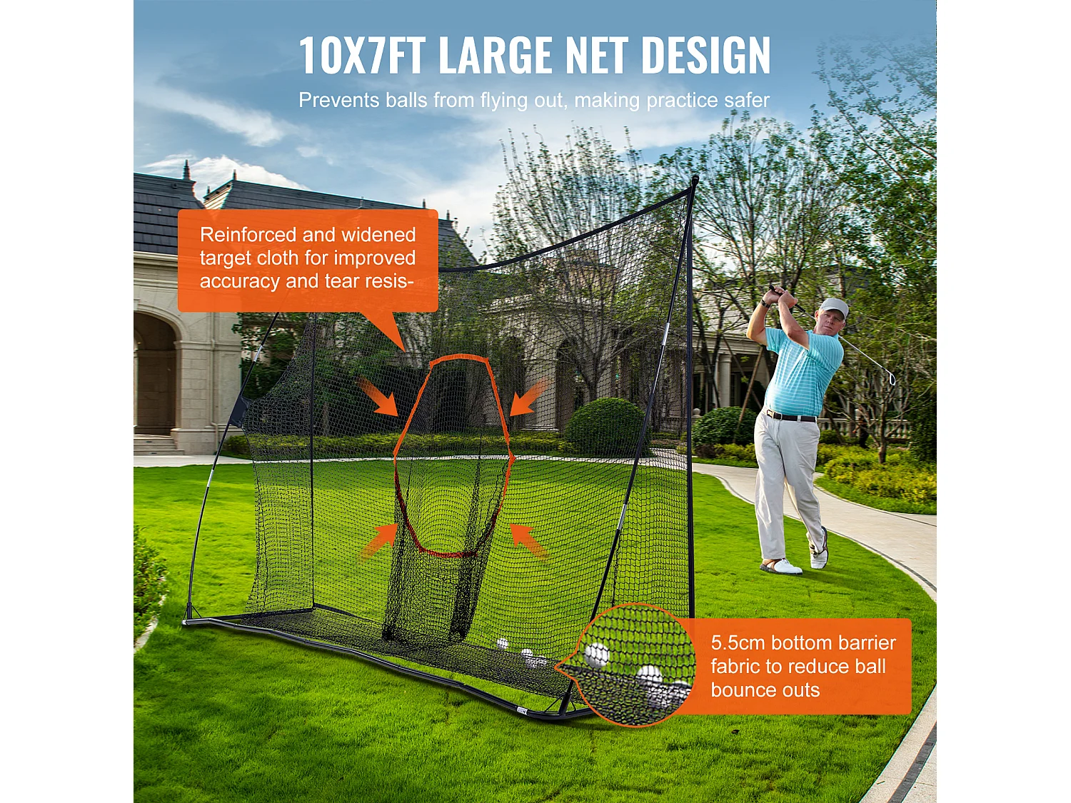 Filet d'Entraînement de Golf SucceBuy, 27 x 18cm, avec Cadre en Fibre de Verre et Cible