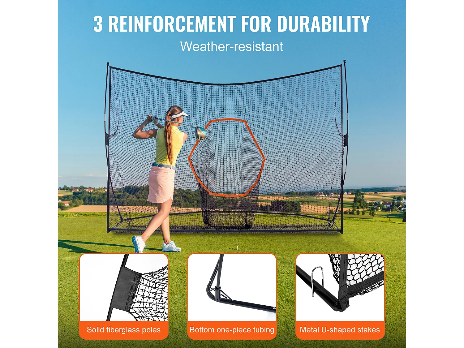 Filet d'Entraînement de Golf SucceBuy, 27 x 18cm, avec Cadre en Fibre de Verre et Cible