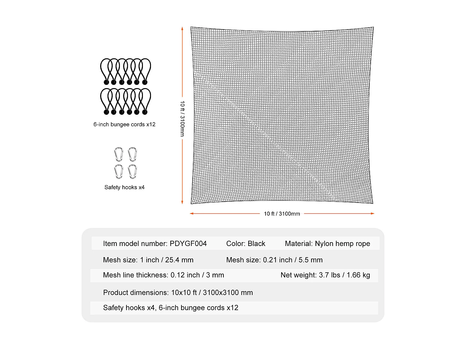 Filet d'Entraînement de Golf SucceBuy 25.4 x 25.4 cm, Filet de Frappe Intérieur pour Baseball, Hockey, Football