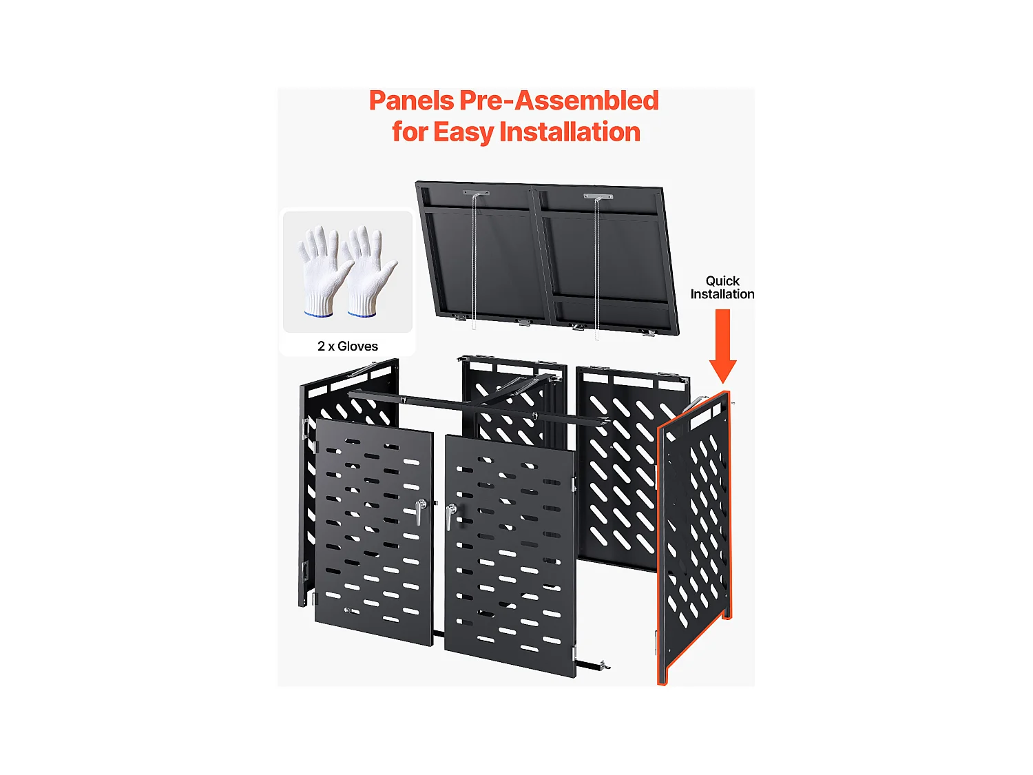 Abri de Rangement pour Poubelles SucceBuy, Cache Poubelle avec Couvercle à Chaîne 2 x 240 L
