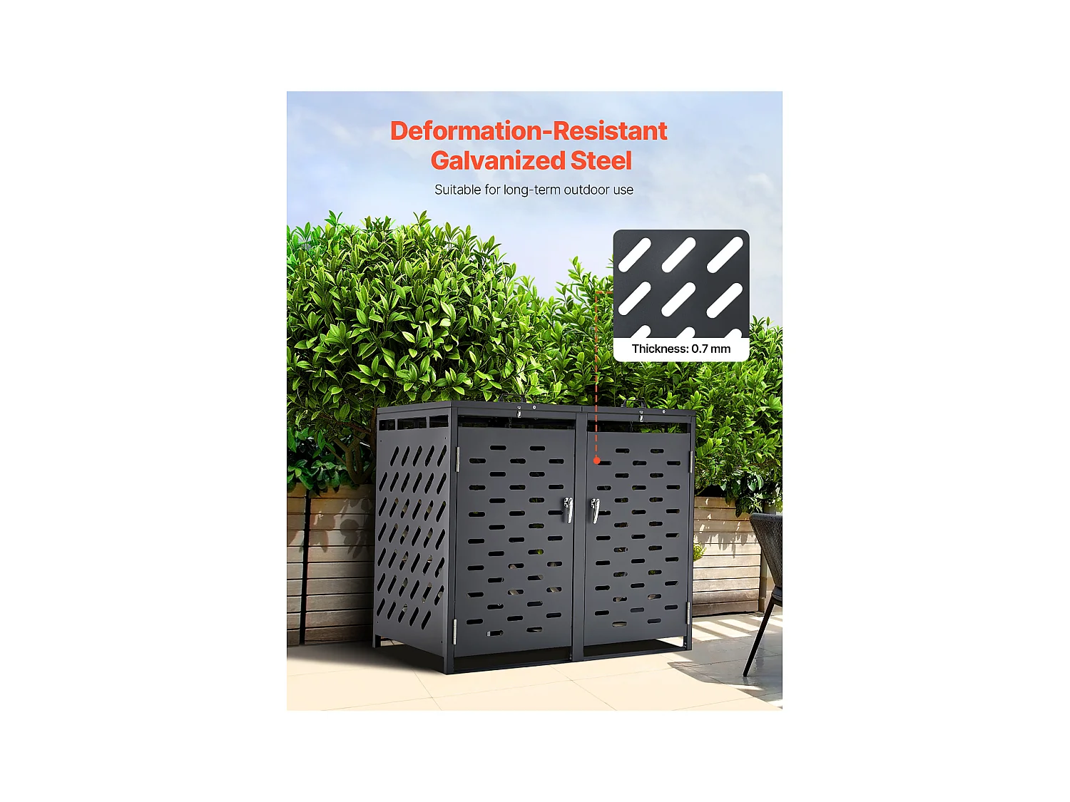 Abri de Rangement pour Poubelles SucceBuy, Cache Poubelle avec Couvercle à Chaîne 2 x 240 L