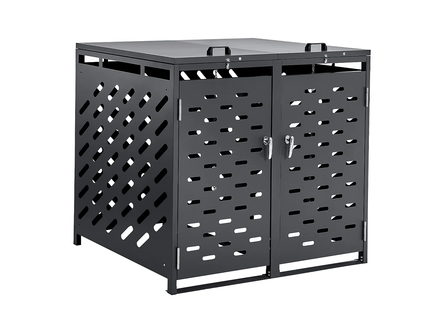 Abri de Rangement pour Poubelles SucceBuy, Cache Poubelle avec Couvercle à Chaîne 2 x 240 L