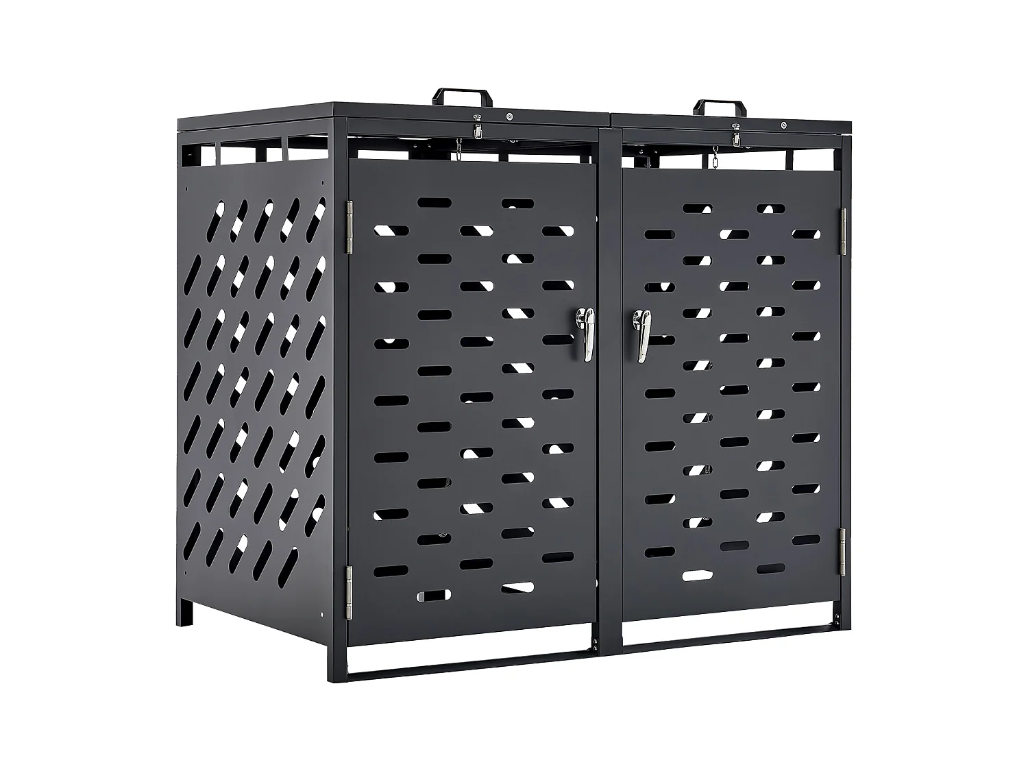 Abri de Rangement pour Poubelles SucceBuy, Cache Poubelle avec Couvercle à Chaîne 2 x 240 L