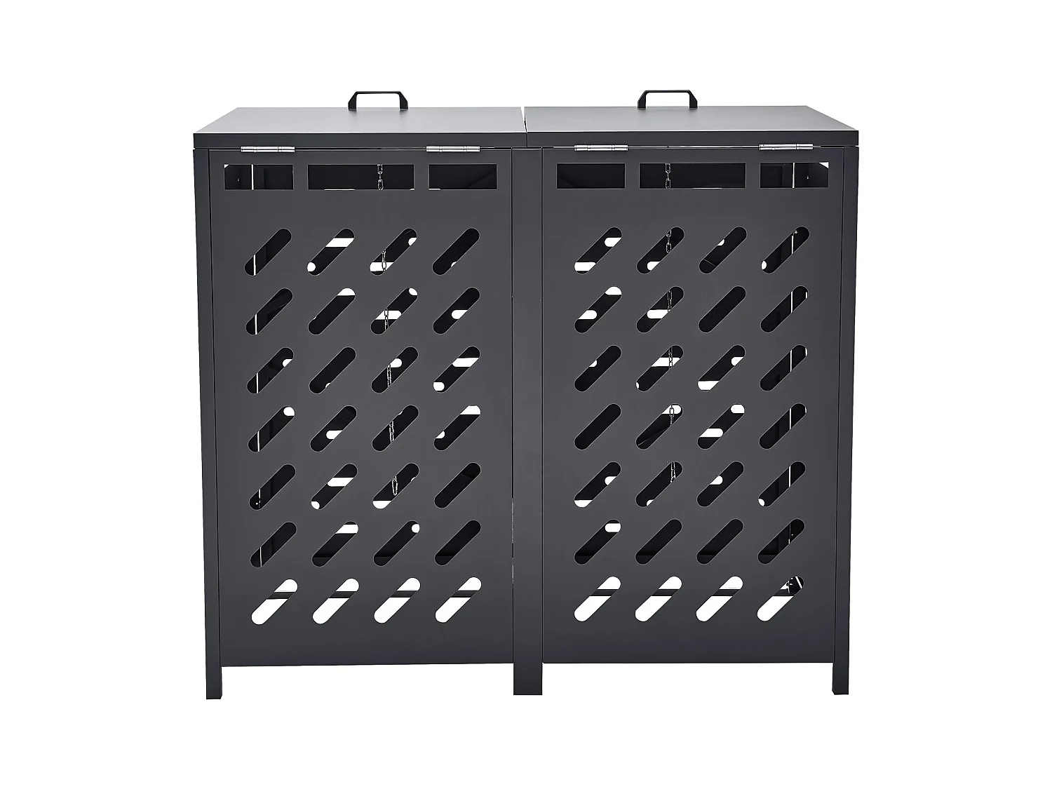 Abri de Rangement pour Poubelles SucceBuy, Cache Poubelle avec Couvercle à Chaîne 2 x 240 L