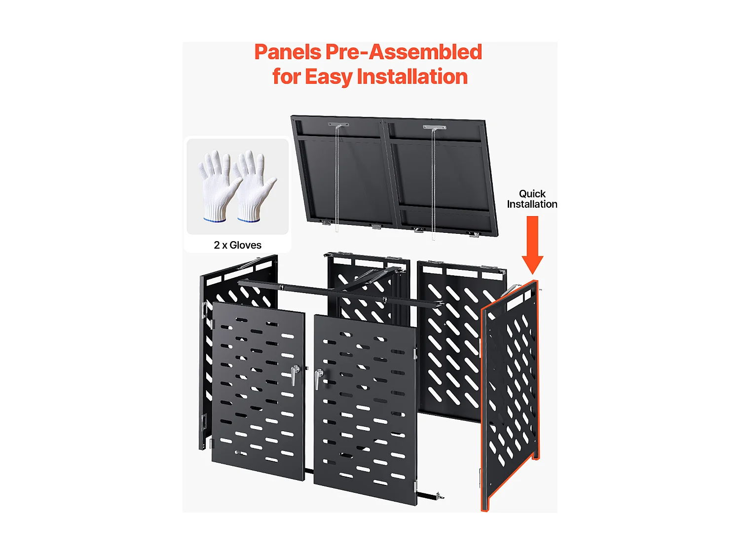 Abri de Rangement pour Poubelles SucceBuy, Cache Poubelle avec Couvercle à Chaîne 2 x 240 L