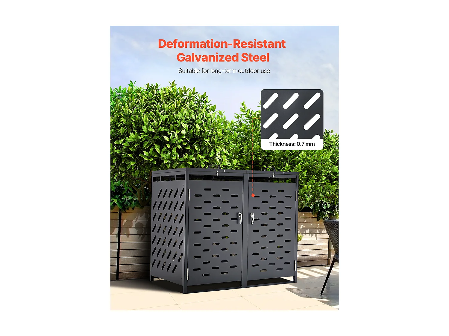 Abri de Rangement pour Poubelles SucceBuy, Cache Poubelle avec Couvercle à Chaîne 2 x 240 L