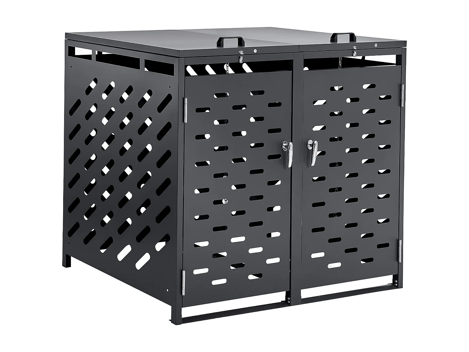Abri de Rangement pour Poubelles SucceBuy, Cache Poubelle avec Couvercle à Chaîne 2 x 240 L