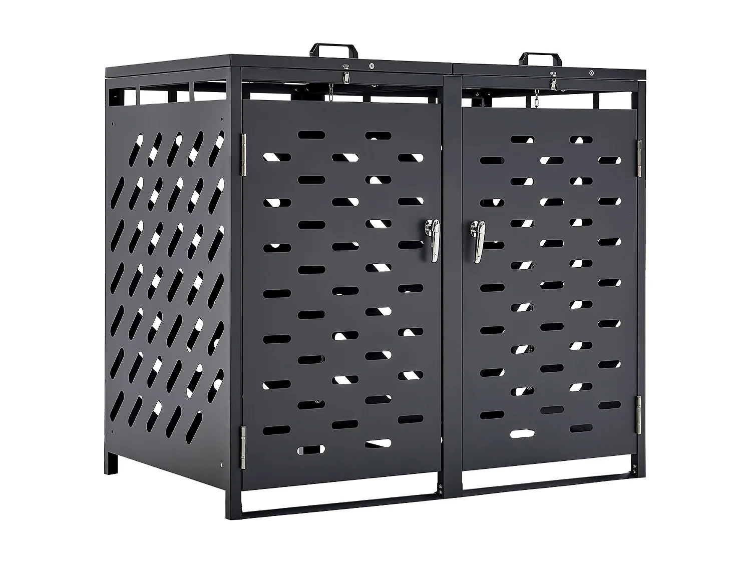 Abri de Rangement pour Poubelles SucceBuy, Cache Poubelle avec Couvercle à Chaîne 2 x 240 L