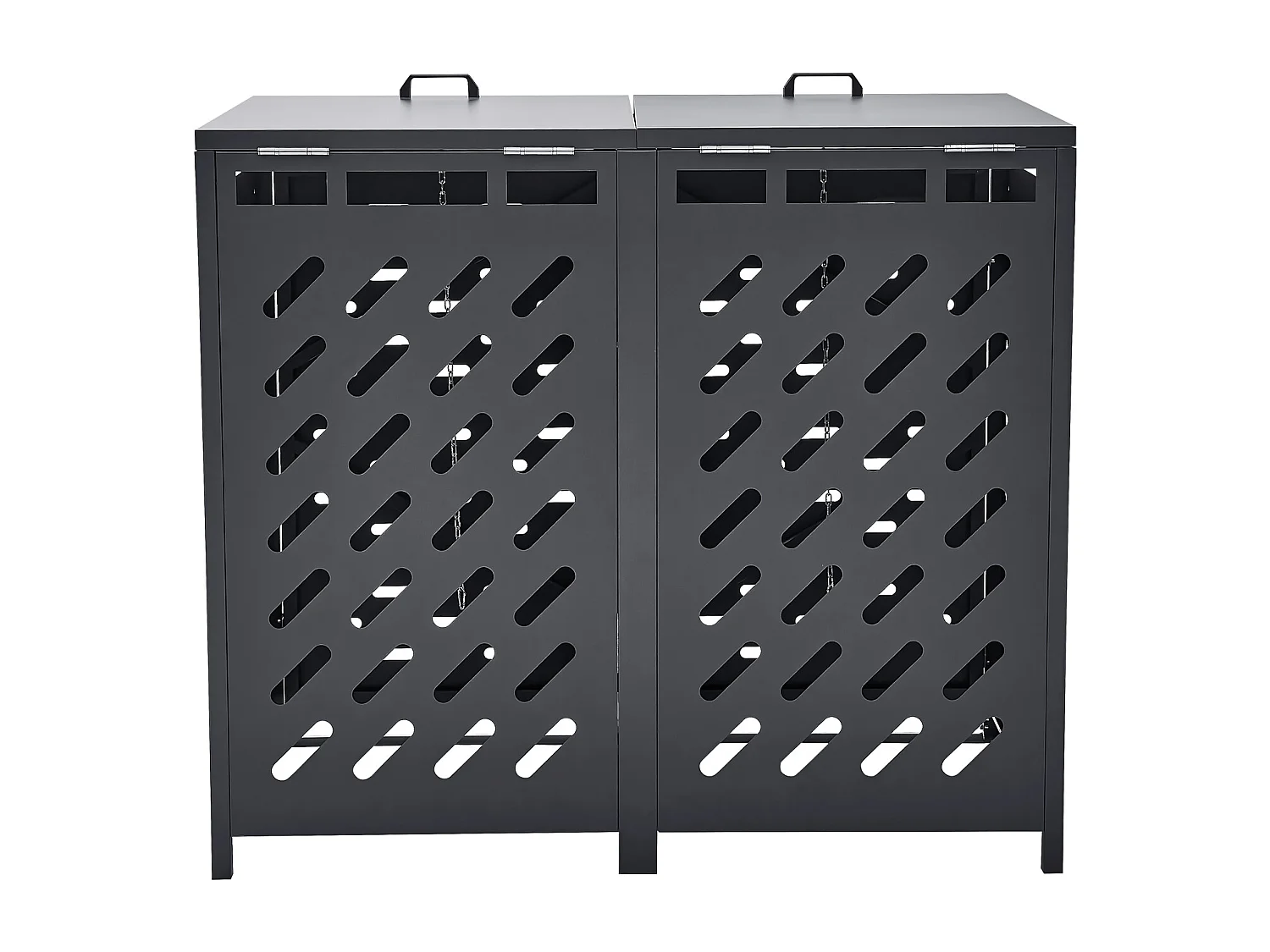 Abri de Rangement pour Poubelles SucceBuy, Cache Poubelle avec Couvercle à Chaîne 2 x 240 L