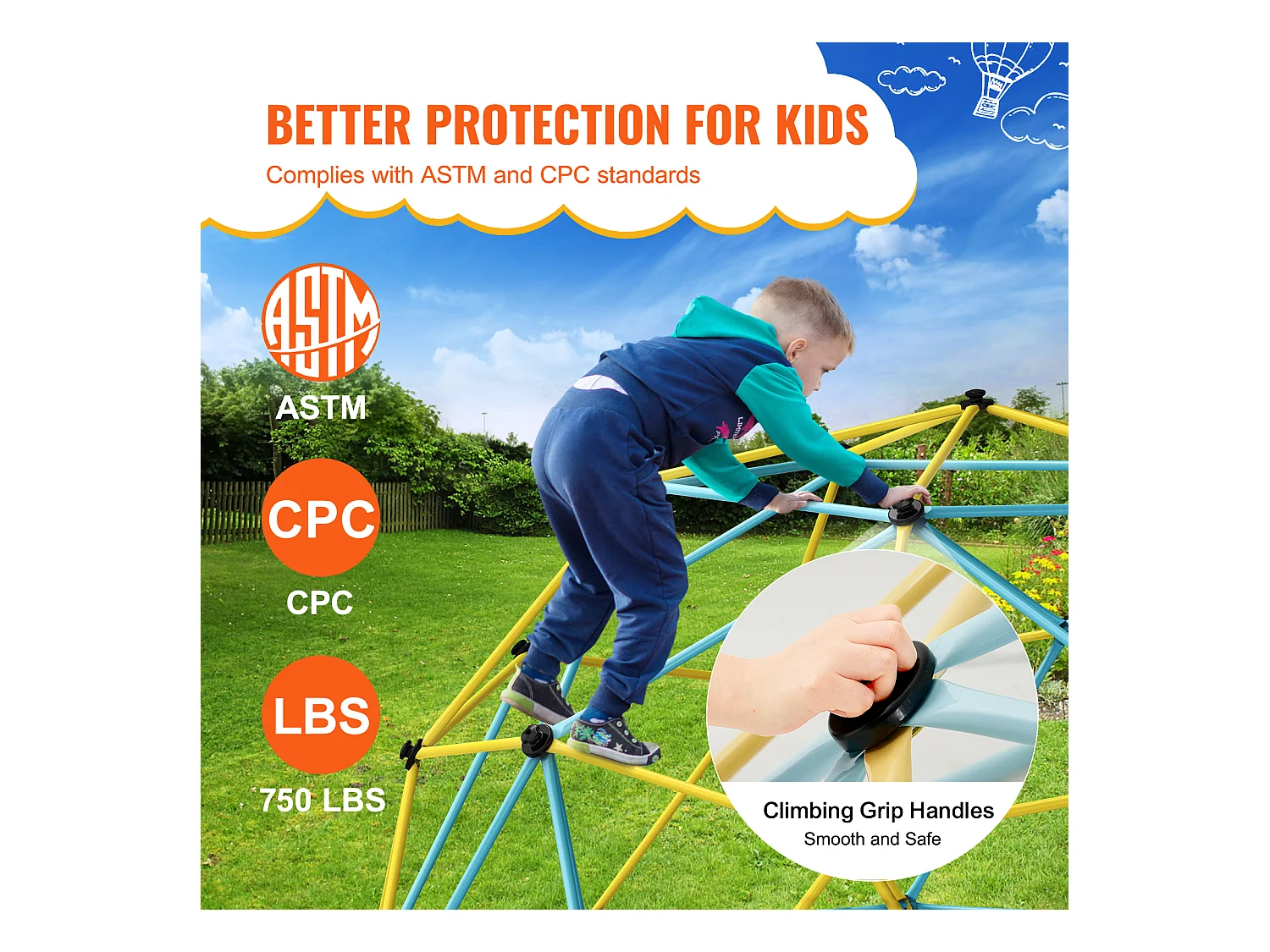 Dôme d'Escalade SucceBuy, 366 cm, Grimpeur à Dôme Géométrique, Salle de Jeux pour Enfants de 3 à 10 Ans