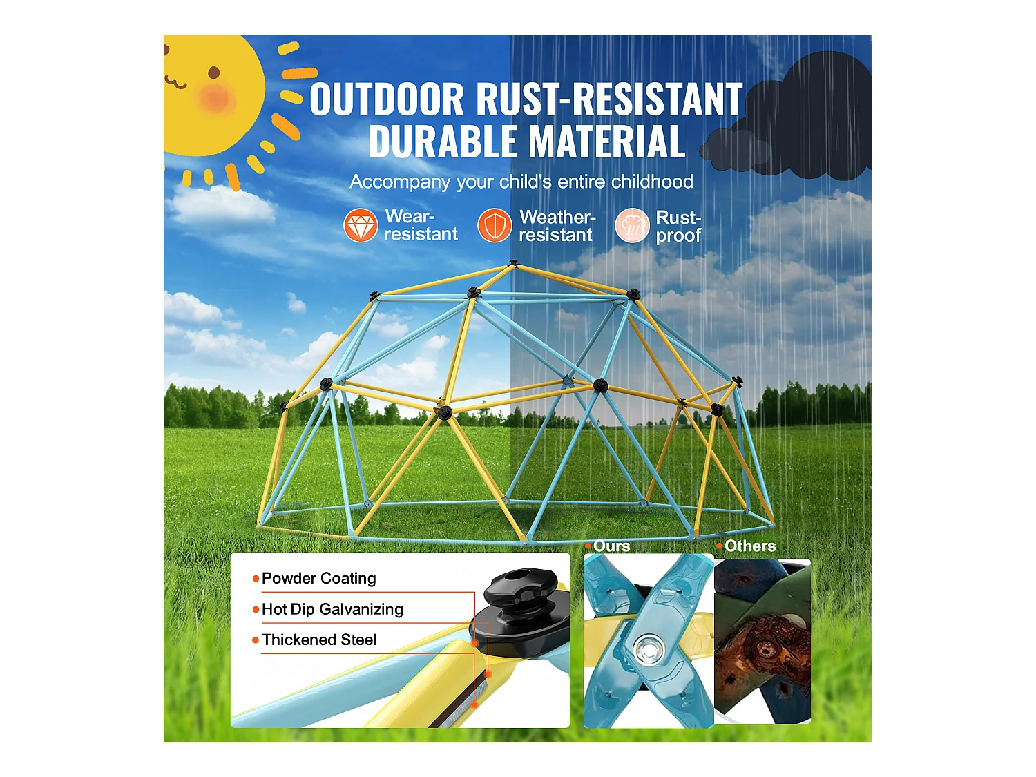 Dôme d'Escalade SucceBuy, 366 cm, Grimpeur à Dôme Géométrique, Salle de Jeux pour Enfants de 3 à 10 Ans