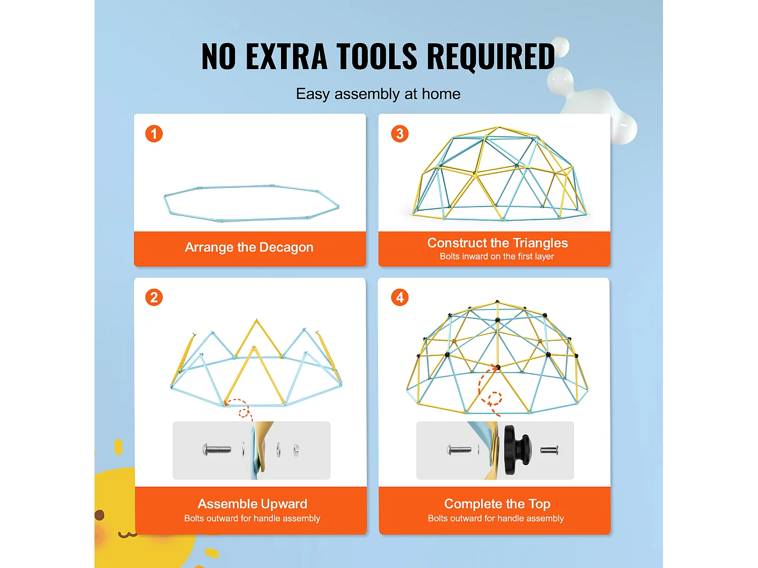Dôme d'Escalade SucceBuy, 366 cm, Grimpeur à Dôme Géométrique, Salle de Jeux pour Enfants de 3 à 10 Ans