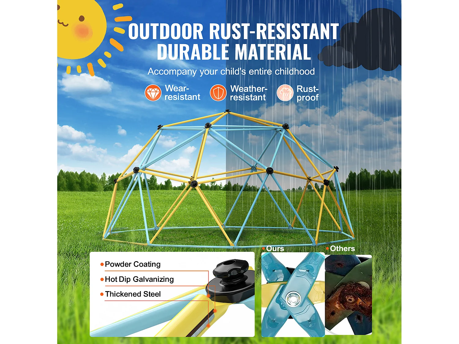 Dôme d'Escalade SucceBuy, 366 cm, Grimpeur à Dôme Géométrique, Salle de Jeux pour Enfants de 3 à 10 Ans