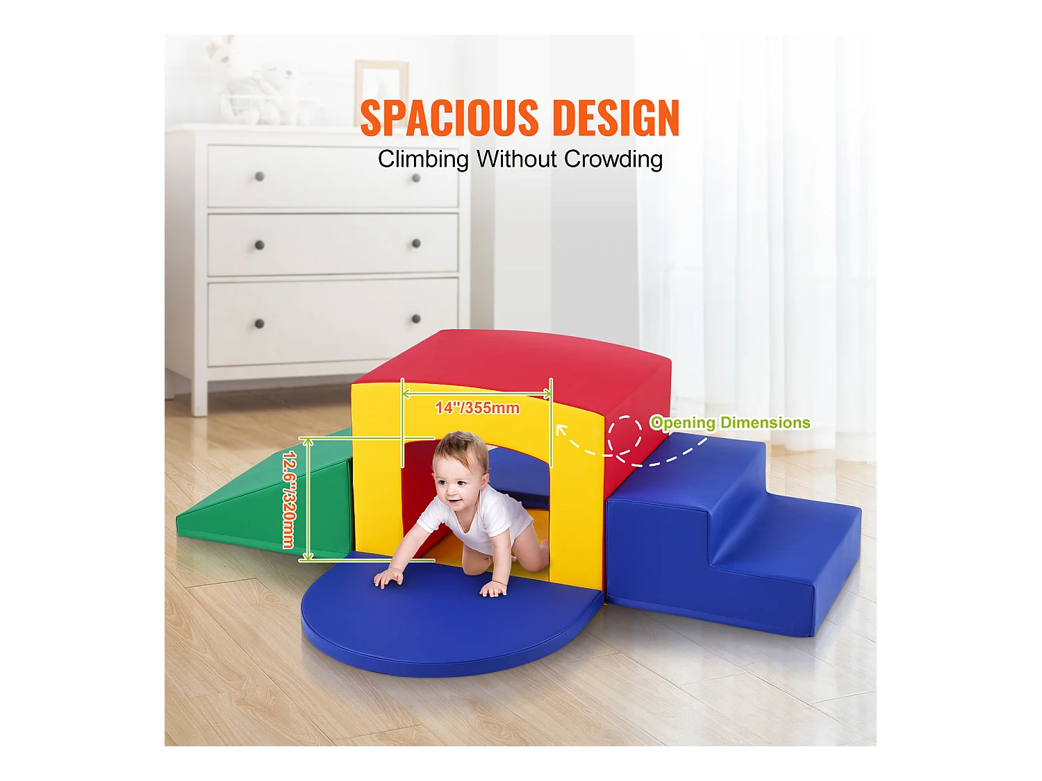 Jouets d'Escalade en Mousse pour Tout-Petits SucceBuy, Tunnel d'Escalade Simple avec Escaliers et Rampe, 5 Pièces