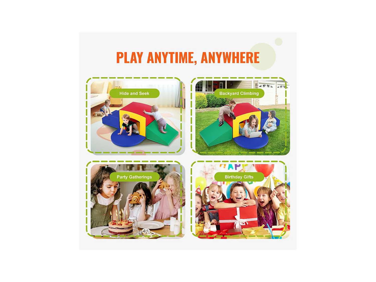 Jouets d'Escalade en Mousse pour Tout-Petits SucceBuy, Tunnel d'Escalade Simple avec Escaliers et Rampe, 5 Pièces