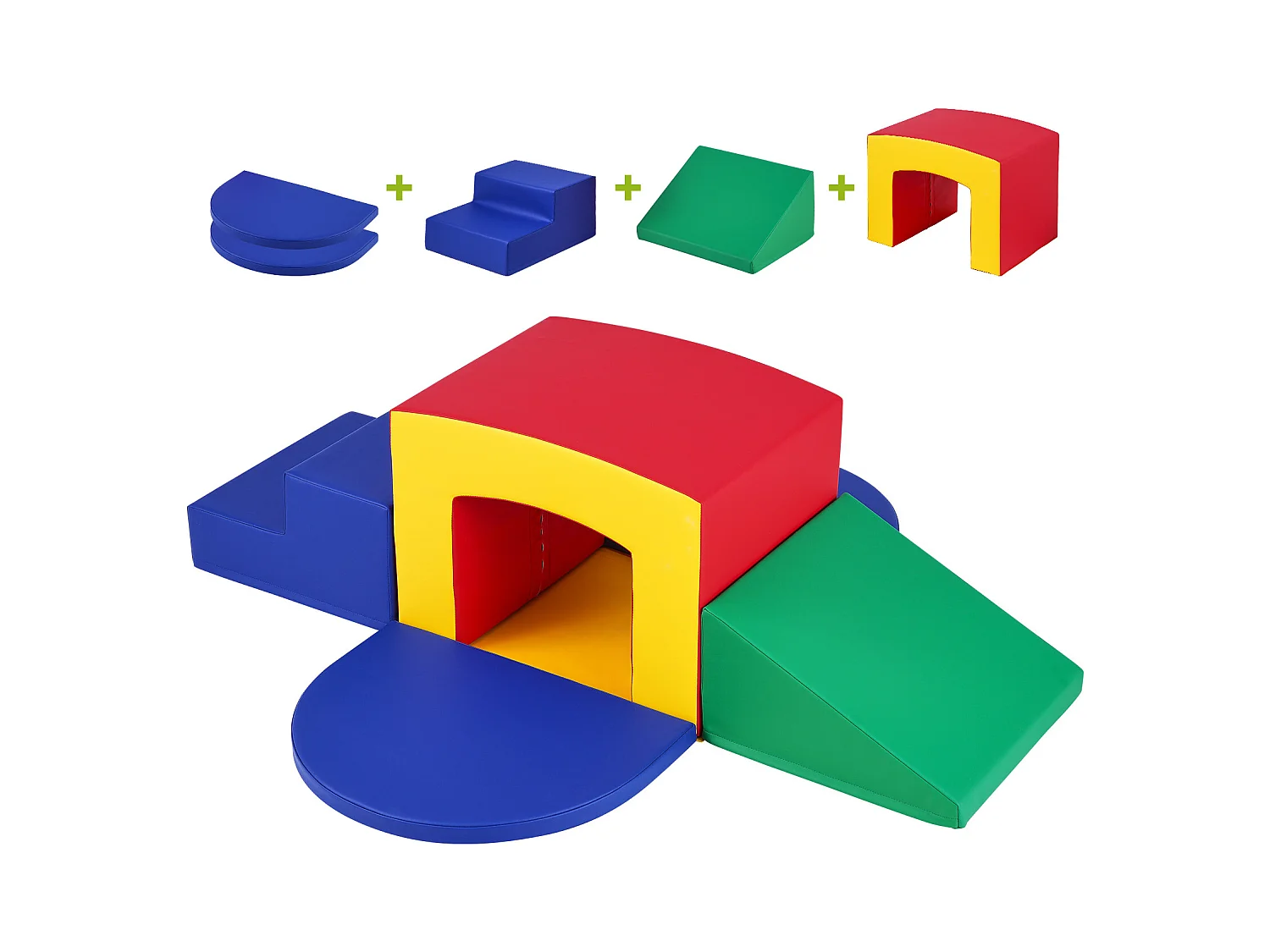 Kletter-Spielzeug aus Schaumstoff für Kleinkinder SucceBuy, Einfacher Klettertunnel mit Treppen und Rampe, 5 Teile
