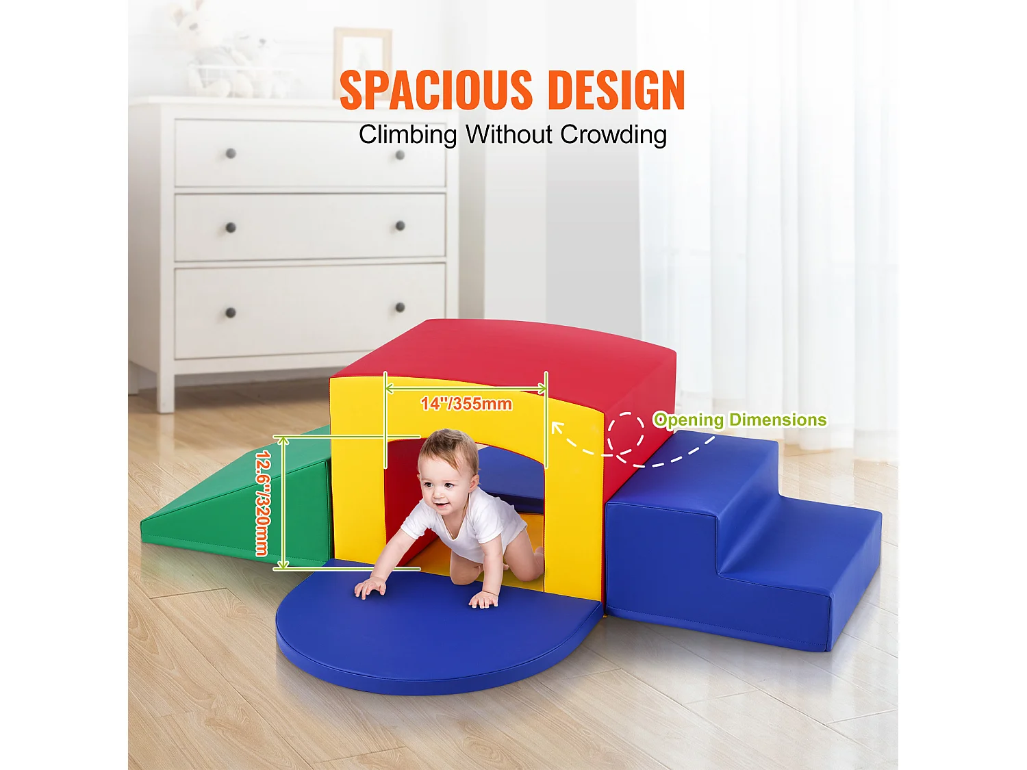 Jouets d'Escalade en Mousse pour Tout-Petits SucceBuy, Tunnel d'Escalade Simple avec Escaliers et Rampe, 5 Pièces