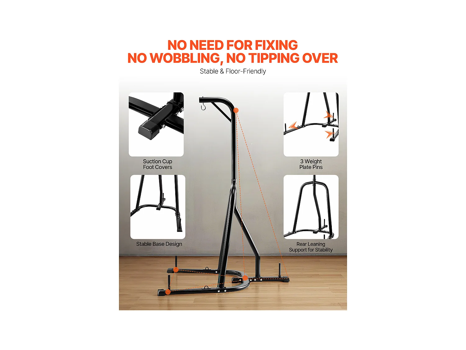 Support de Sac de Frappe en Acier SucceBuy, Charge 65 kg, Station de Boxe Fitness