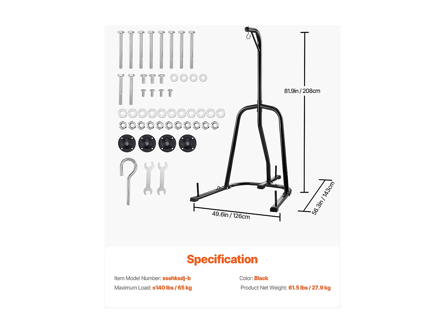 Soporte de Saco de Boxeo de Acero SucceBuy, Carga 65 kg, Estación de Boxeo Fitness