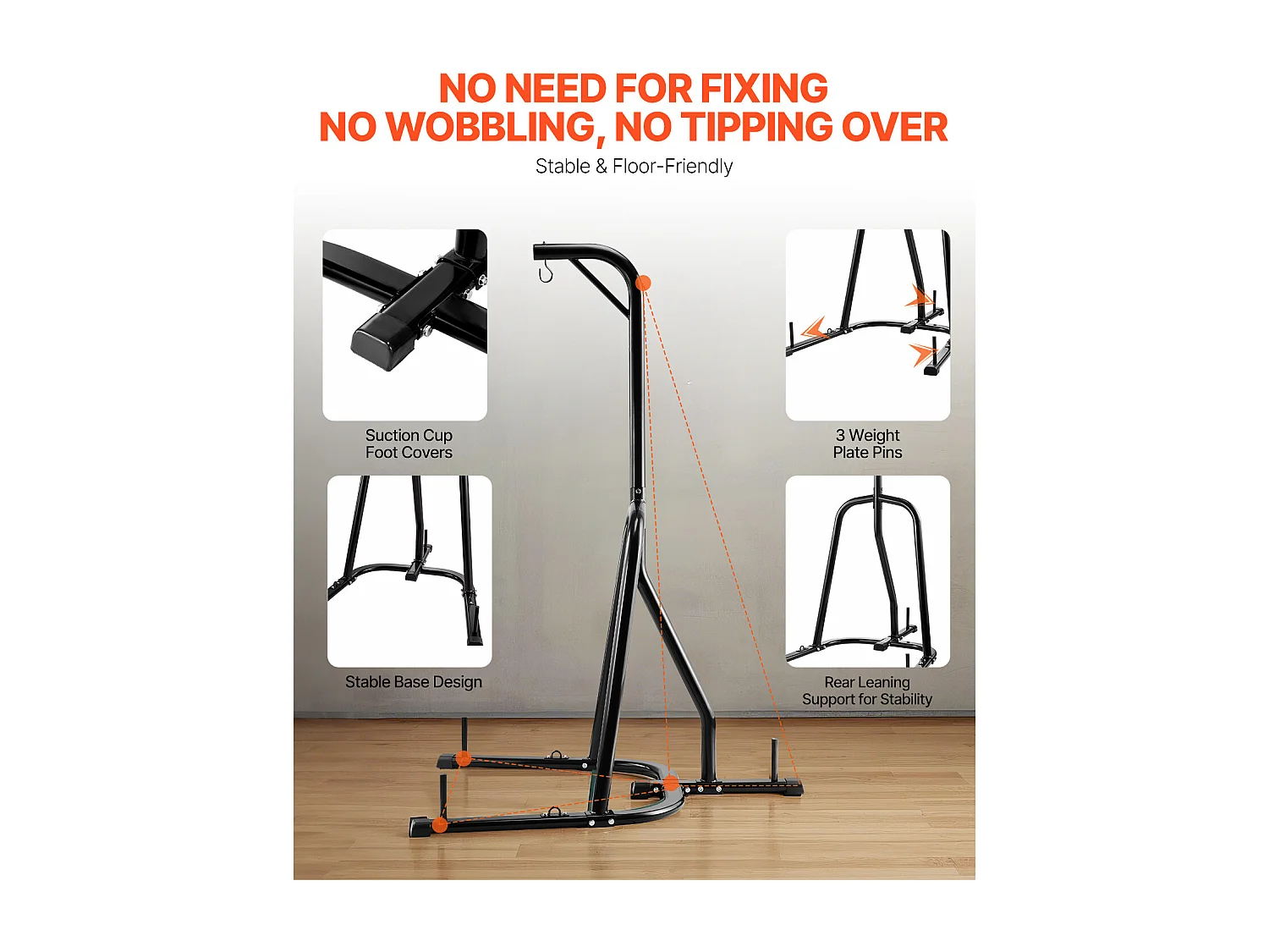 Soporte de Saco de Boxeo de Acero SucceBuy, Carga 65 kg, Estación de Boxeo Fitness