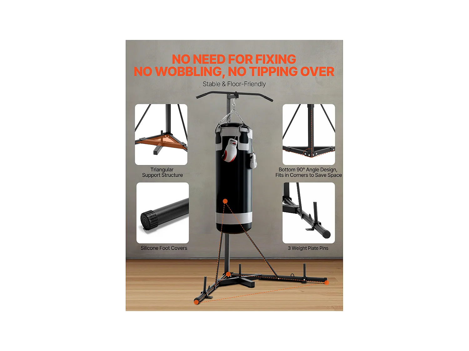 Support de Sac de Frappe en Acier SucceBuy, avec Barre de Traction