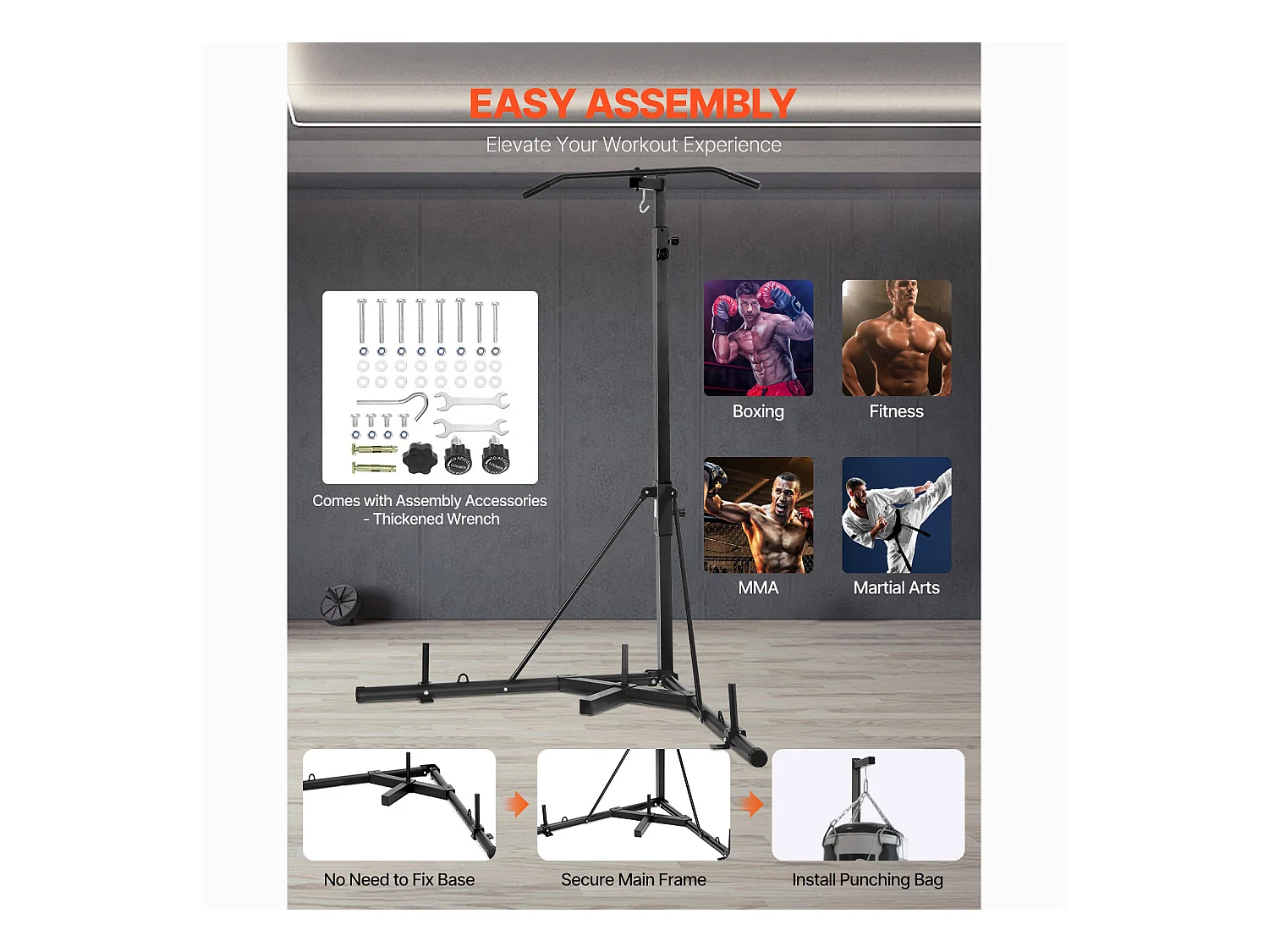 Support de Sac de Frappe en Acier SucceBuy, avec Barre de Traction