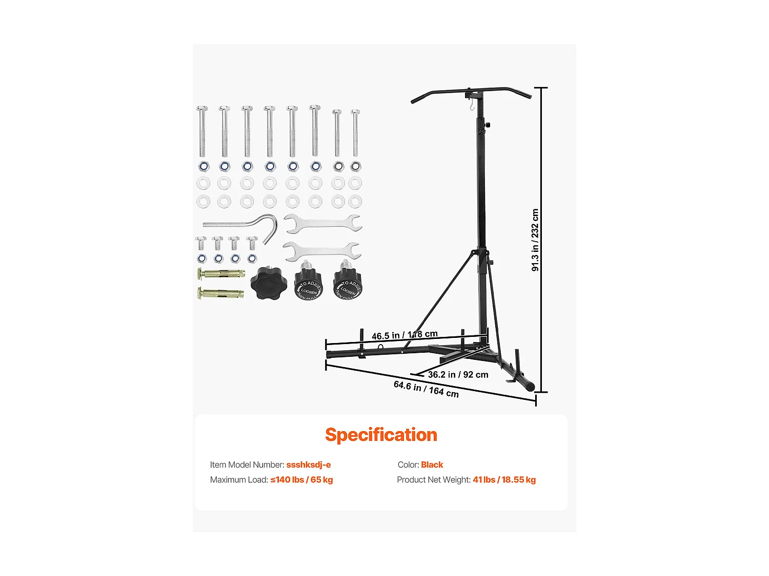 Support de Sac de Frappe en Acier SucceBuy, avec Barre de Traction