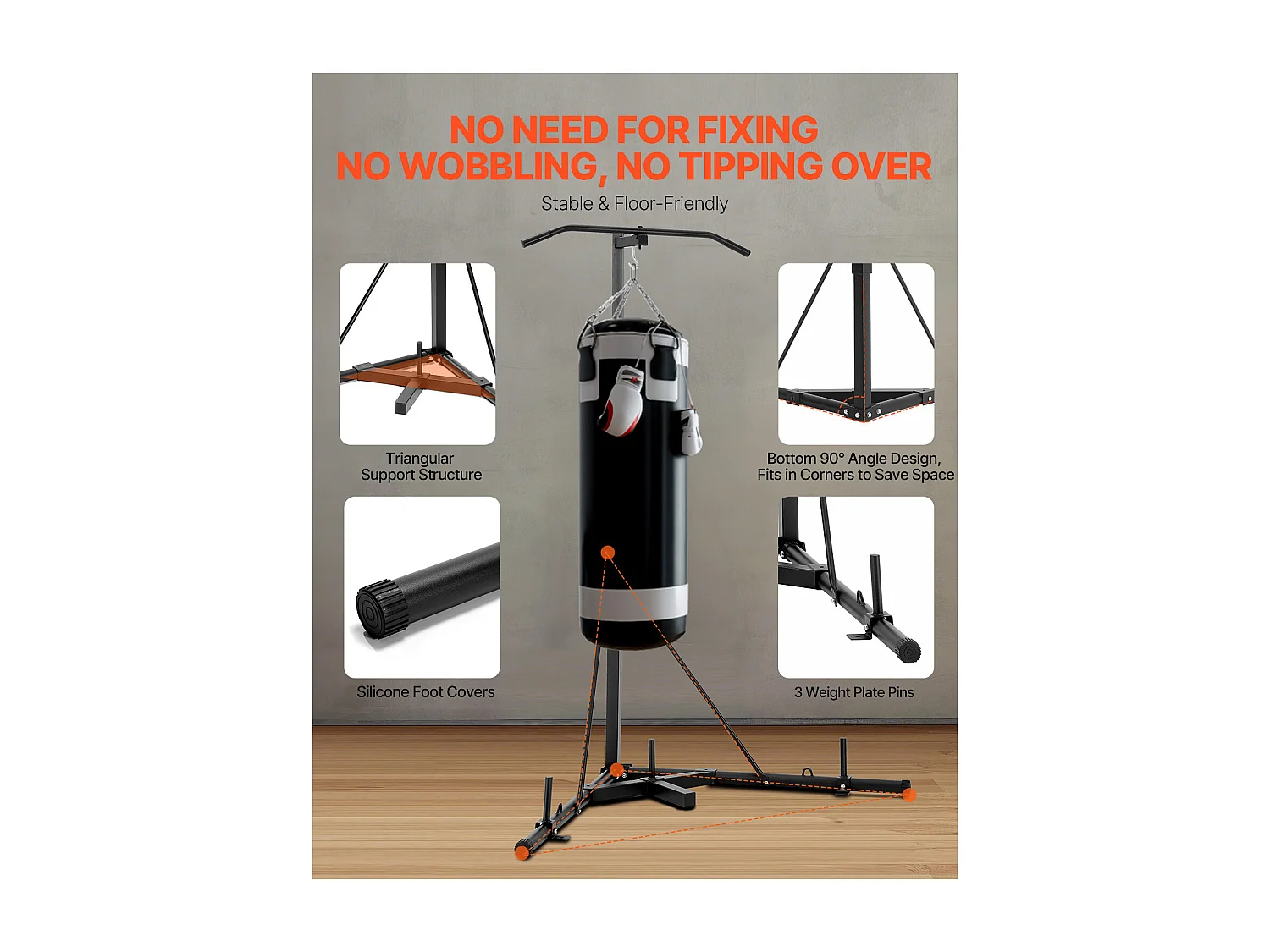 Support de Sac de Frappe en Acier SucceBuy, avec Barre de Traction