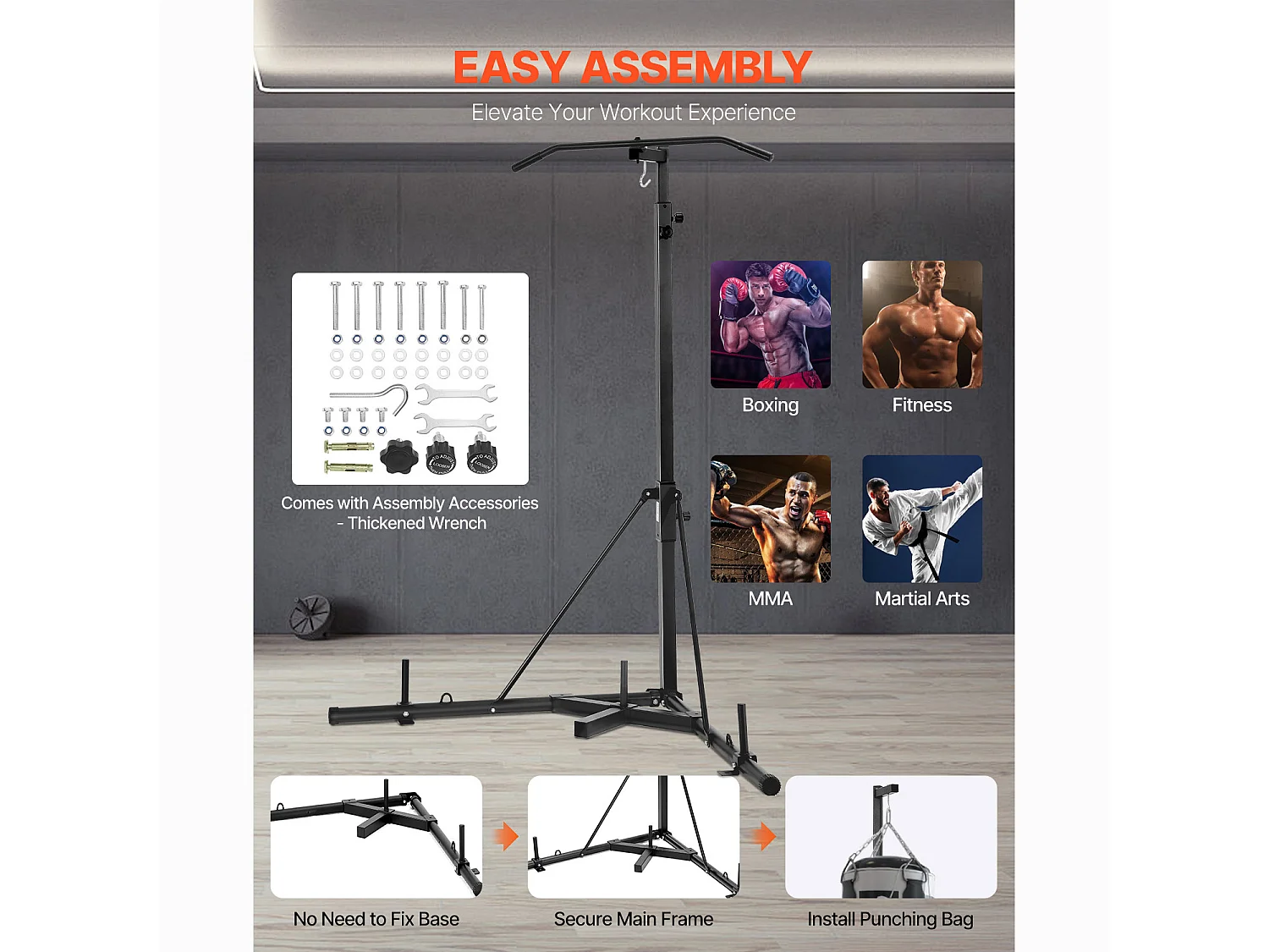 Support de Sac de Frappe en Acier SucceBuy, avec Barre de Traction