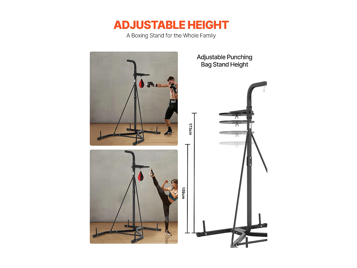 Support de Sac de Frappe en Acier SucceBuy 2-en-1, Charge 65 kg, Station de Boxe Fitness