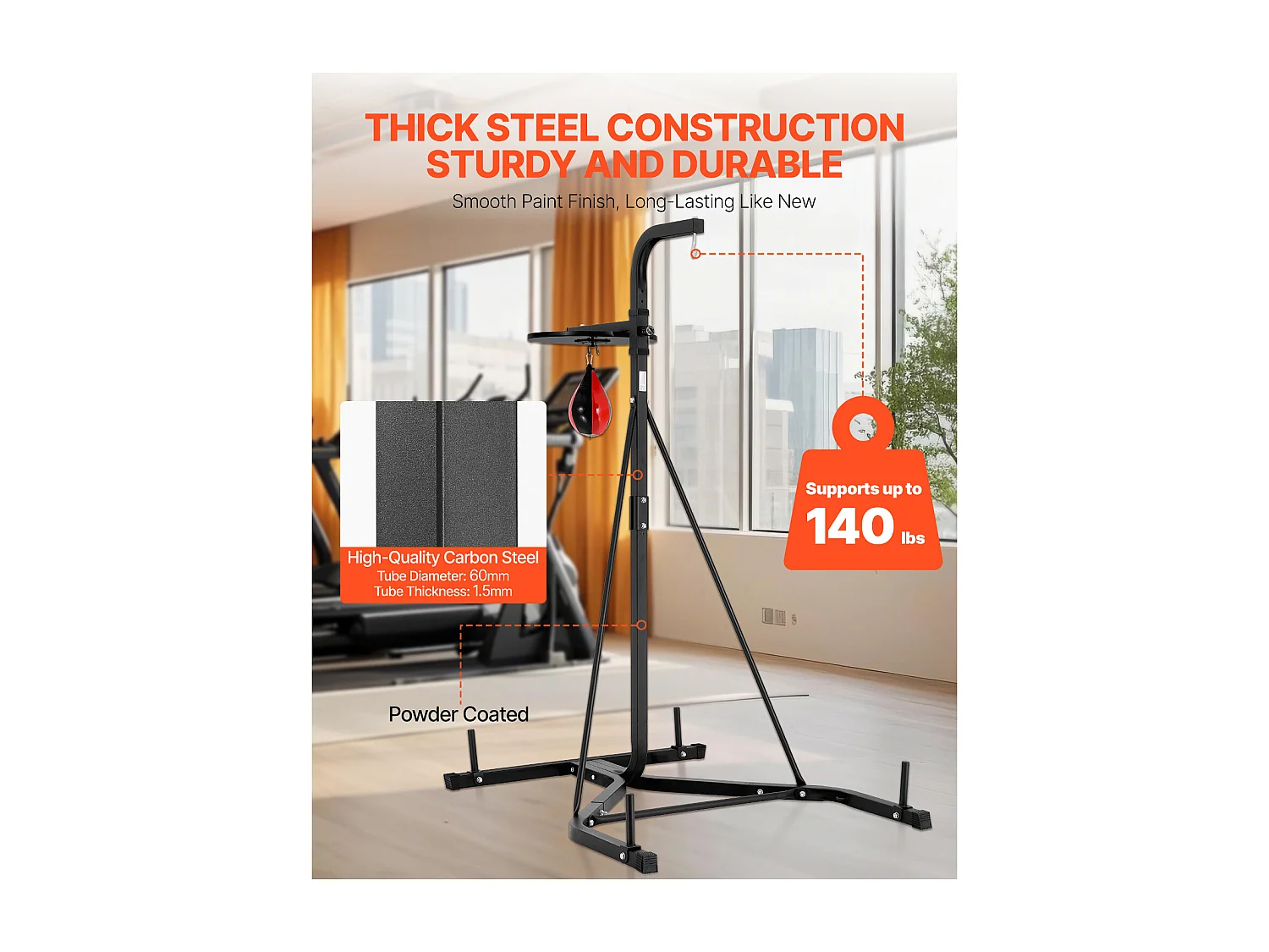 Support de Sac de Frappe en Acier SucceBuy 2-en-1, Charge 65 kg, Station de Boxe Fitness