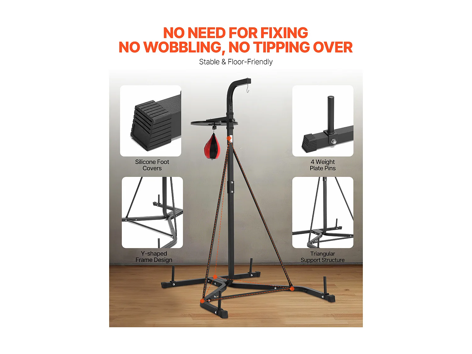 Stojak na Worek Treningowy ze Stali SucceBuy 2 w 1, Nośność 65 kg, Stacja do Boksu Fitness