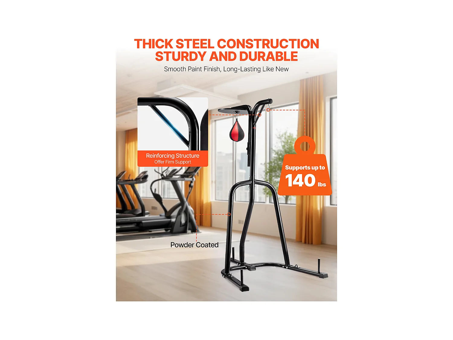 Support de Sac de Frappe en Acier SucceBuy 2-en-1, Charge 65 kg, Station de Boxe Fitness