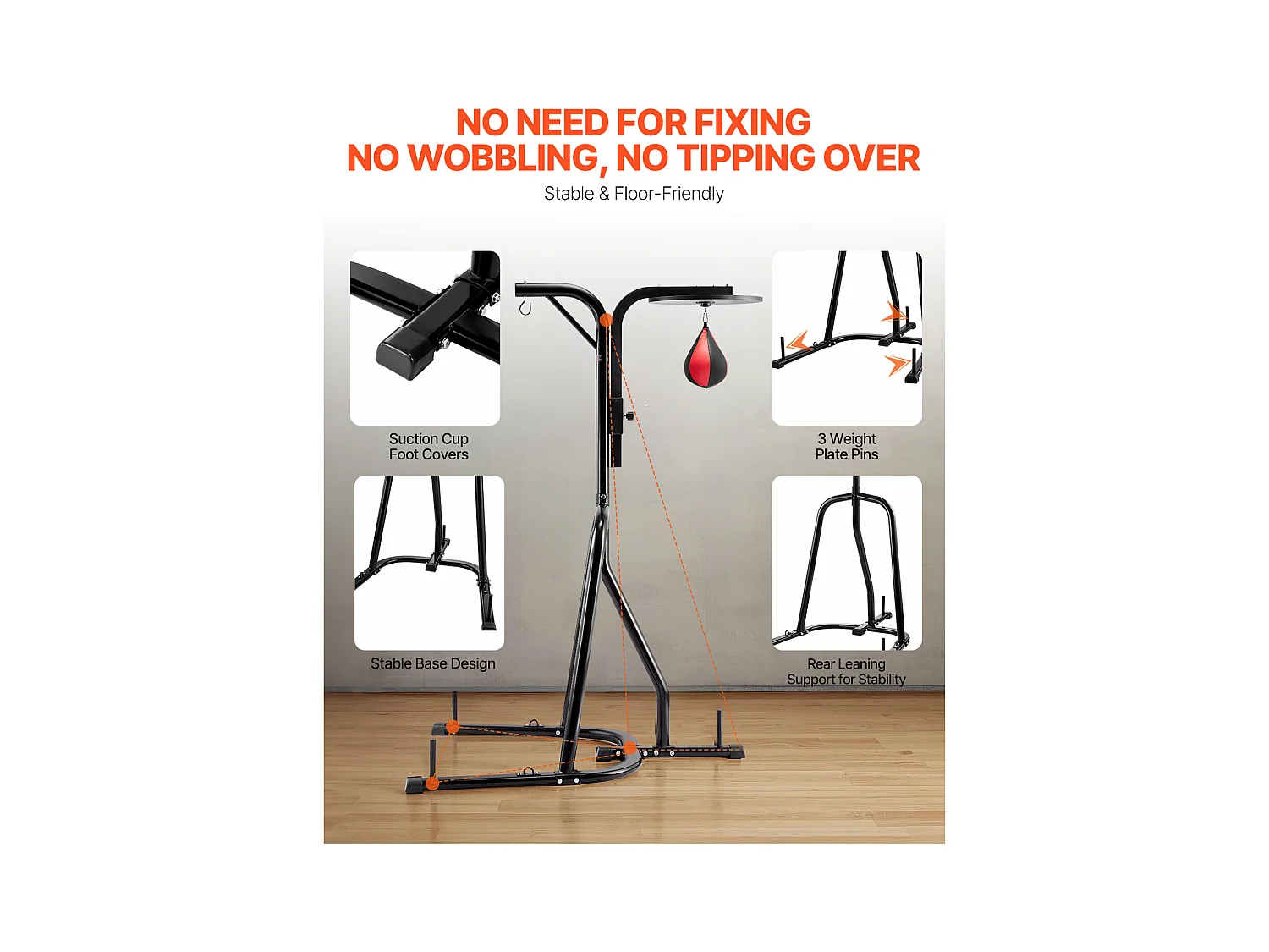 Support de Sac de Frappe en Acier SucceBuy 2-en-1, Charge 65 kg, Station de Boxe Fitness