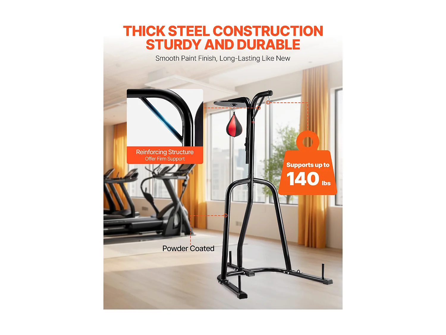 Support de Sac de Frappe en Acier SucceBuy 2-en-1, Charge 65 kg, Station de Boxe Fitness