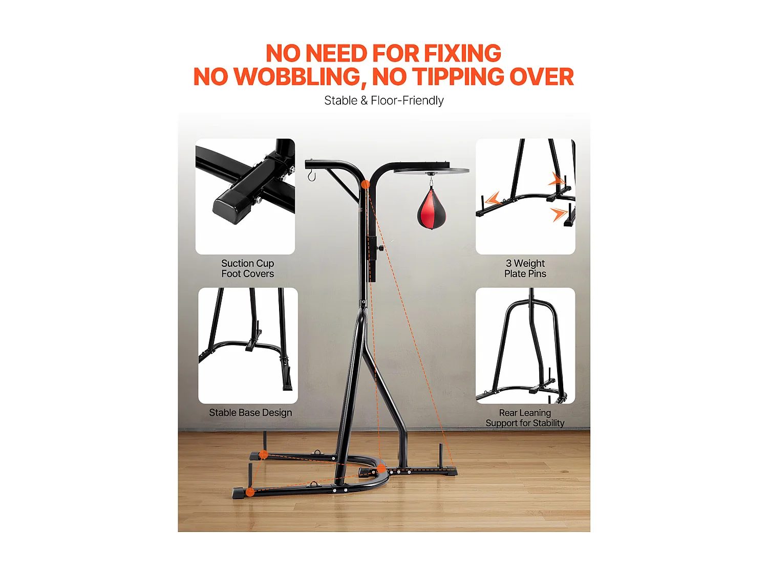 Support de Sac de Frappe en Acier SucceBuy 2-en-1, Charge 65 kg, Station de Boxe Fitness