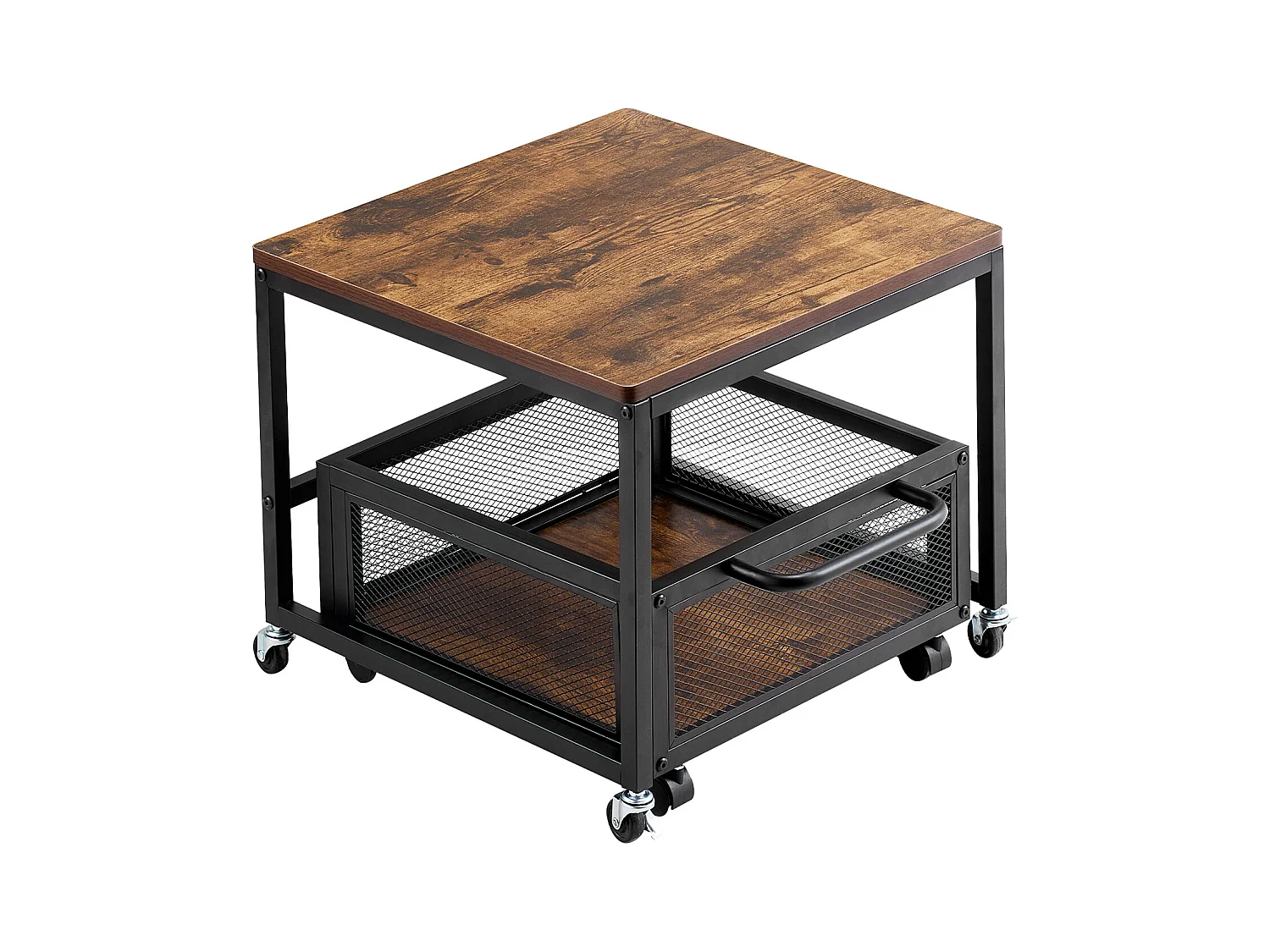 Mini-Koelkastdrager SucceBuy, met Opbergruimte, Draagvermogen 90 kg, Trolley en Zwenkwielen, Lichtbruin