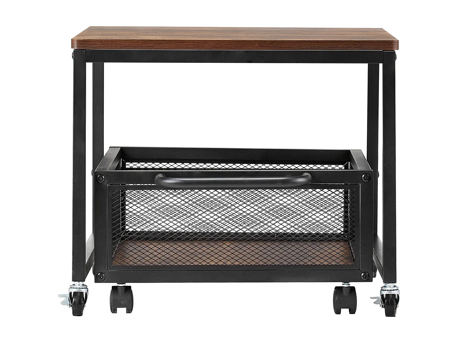 Supporto per Mini Frigorifero SucceBuy, con Ripiano, Capacità 90 kg, Carrello e Ruote Girevoli, Marrone Chiaro