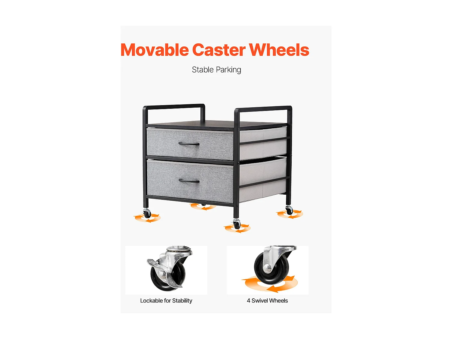 Stojak na Mini Lodówkę SucceBuy, z Miejscem do Przechowywania, Nośność 80 kg, Szary, Mini Stolik pod Lodówkę z 2 Szufladami