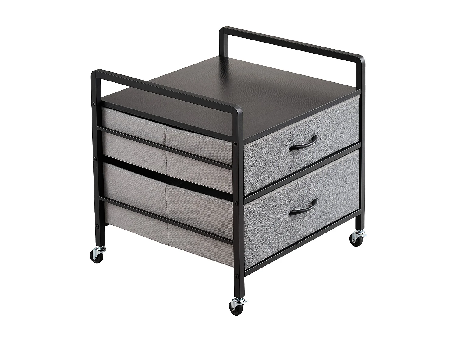 Stojak na Mini Lodówkę SucceBuy, z Miejscem do Przechowywania, Nośność 80 kg, Szary, Mini Stolik pod Lodówkę z 2 Szufladami