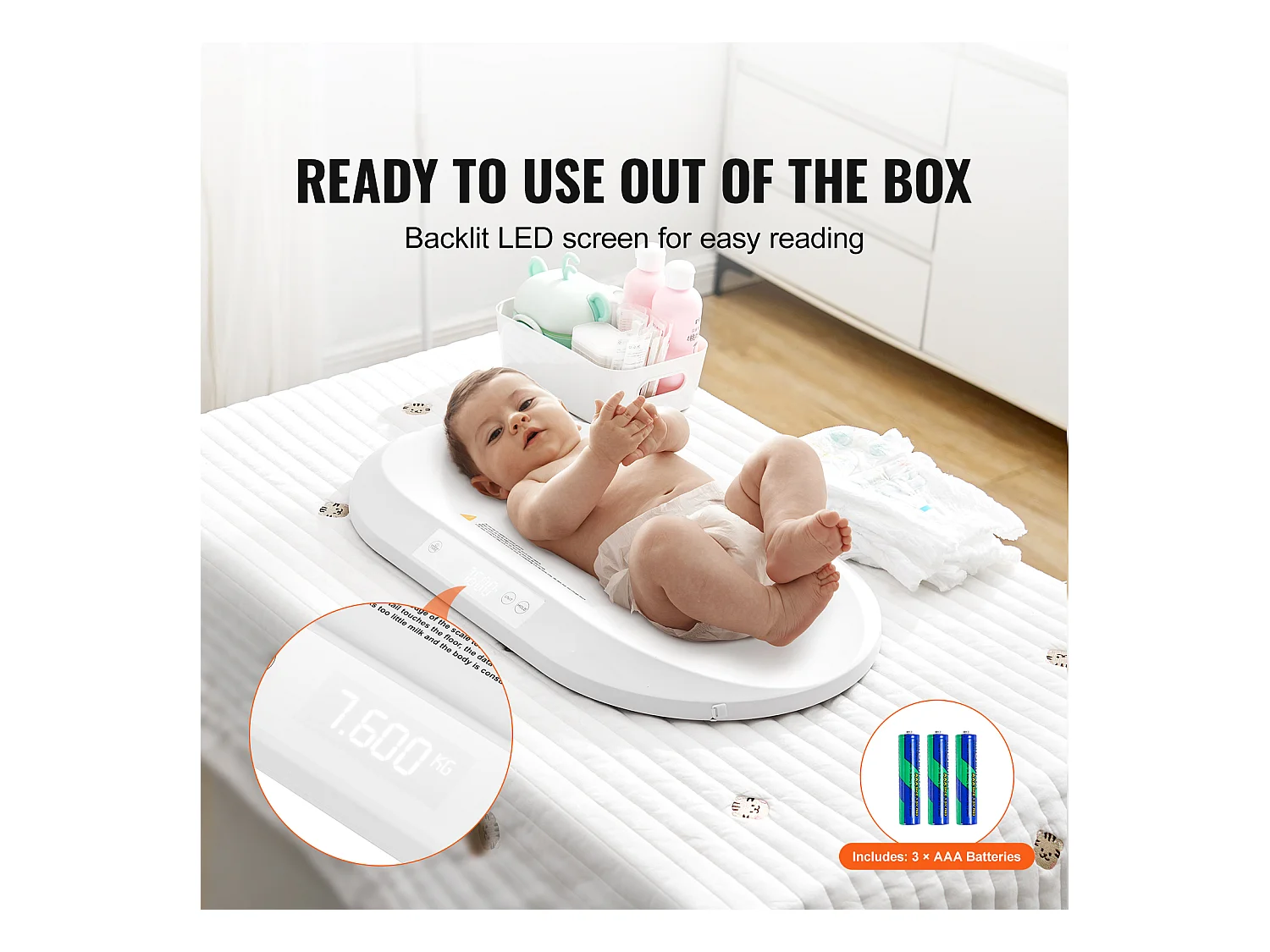 Balance Numérique Intelligente Pèse-Bébé SucceBuy, Bluetooth pour Bébé 40 kg avec Ruban Adhésif